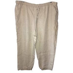 Silhouettes Tan Linen Cropped Capri Petite Pants Plus Size 2XP